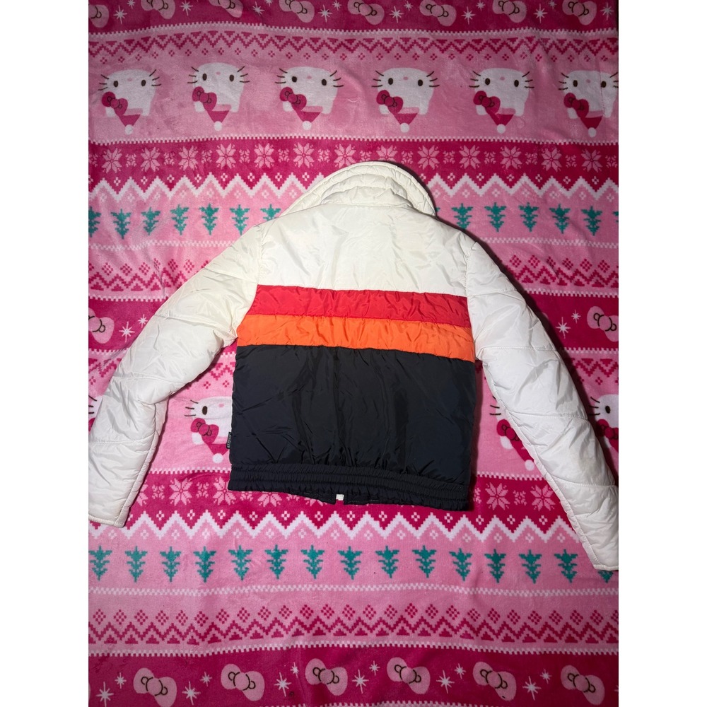 Vintage Snuggler Kids Puffer Ski Jacket Colorblock White Red Orange Black Large - Picture 7 of 9